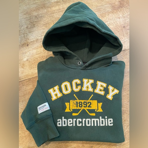 Abercrombie Boy’s M Dark Green 72/28‎ Cotton/Poly Blend Graphic Hoodie W/ Pouch